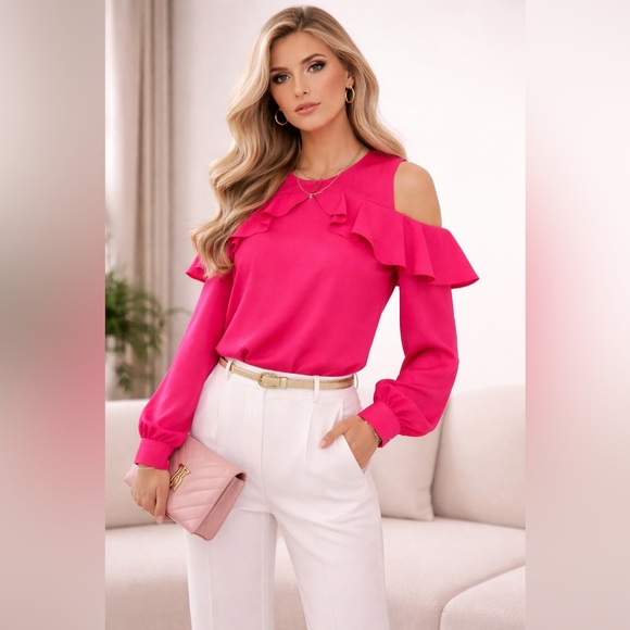 Lauren Ralph Lauren Tops - Lauren Ralph Lauren Ruffled Cold Shoulder Blouse